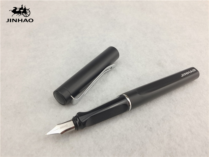 1pcs/lot JINHAO 599 Fountain Pen Matte Black Color Pens Silver Clip Material Escolar jinhao Pen School Supplies 14*1.5cm