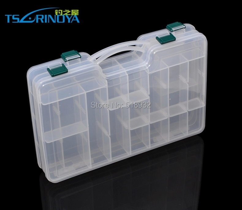Trulinoya box of portable movable barrier double side lure box transparent plastic lure hot sales 29cmX19cmX6cm