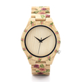 BOBO BIRD Flower Designer Men Wood Watches with Flower Printed on Wood Bands for Men Quartz