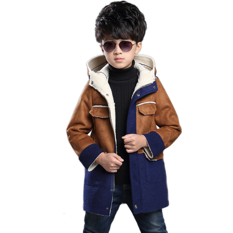 Toddler Boy Blazer 2015 Winter Children' s Clothing Boys Imitation Suede Coat Thick Lamb's Wool Coat Cotton Jacket Kids Clothes