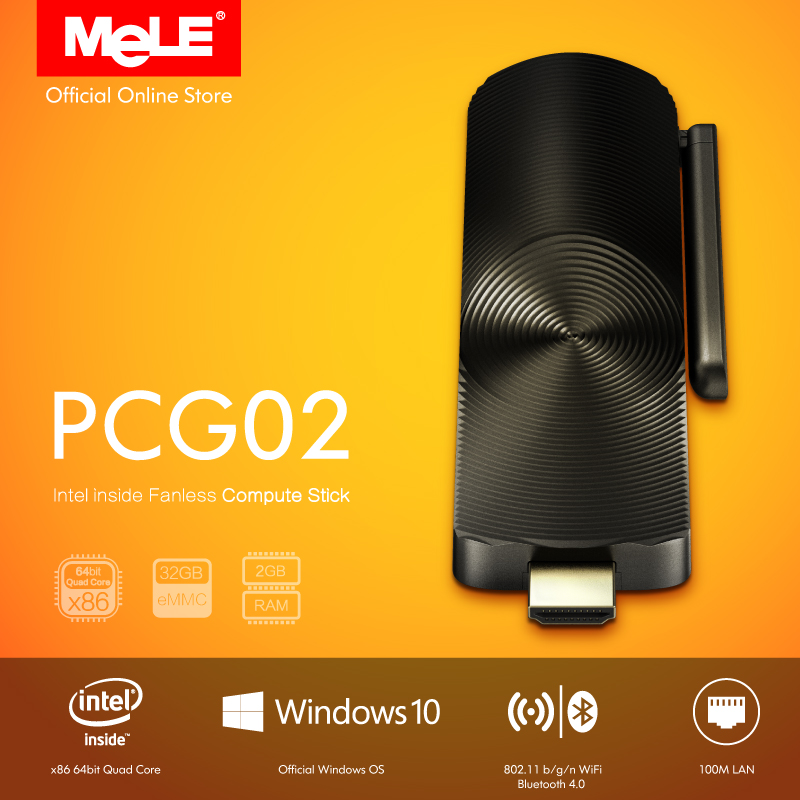 Fanless Intel Compute Stick MeLE PCG02 Quad Core Mini PC Genuine Windows 10 Z3735F 2GB DDR3