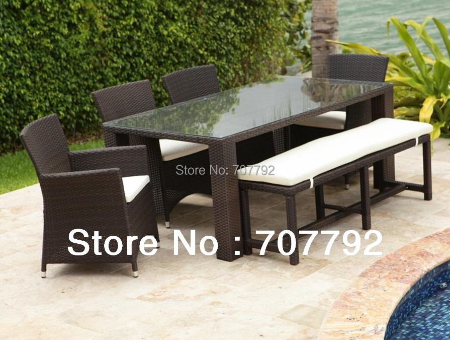 Mesas de comedor de mimbre al aire libre al por mayor de alta calidad