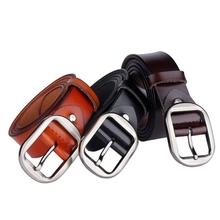 100 cowhide genuine leather belts for men BAIEKU brand Strap male pin buckle fancy vintage jeans
