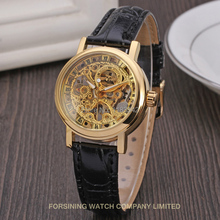 Winner Women s Watch Mechanical Hand wind Fashion Casual Leather Strap Analog Crystal Brand Wristwatch Color