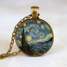 (1 Pieces/Lot) Van Gogh art jewelry, moon and stars necklace, Starry Night necklace Bronze