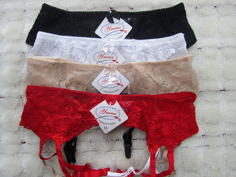 Fashion Women Sexy Bow Lace Floral Garters Three Line Buckle Back Garter Belt 4 Adjustable Suspenders