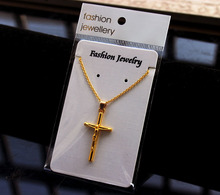 1PCS Jesus Cross Necklace 18K Real Gold Plated Cross Pendant For Women Men Fashion Religious Jewelry