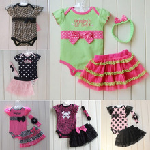 Retail Baby Clothing Set Baby Girl 3 pcs Sets Romper +Tutu Skirt + Headband 3pcs Sets Polka-dot Princess Tutu Dress