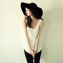 2016 Summer Cool Women Loose Sleeveless V-neck Pure Color Chiffon Camisoles Women Casual T Shirts