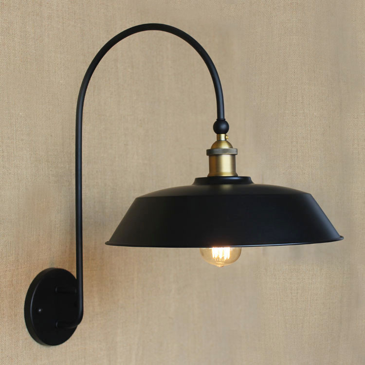 American Country Loft Industrial Contracted Round Black Wall light Creative Restaurant And Balcony Wall Light Free Shipping