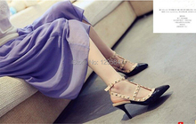 New 2104 Hot Women Pumps Ladies Sexy Pointed Toe High Heels Fashion Buckle Studded Stiletto High