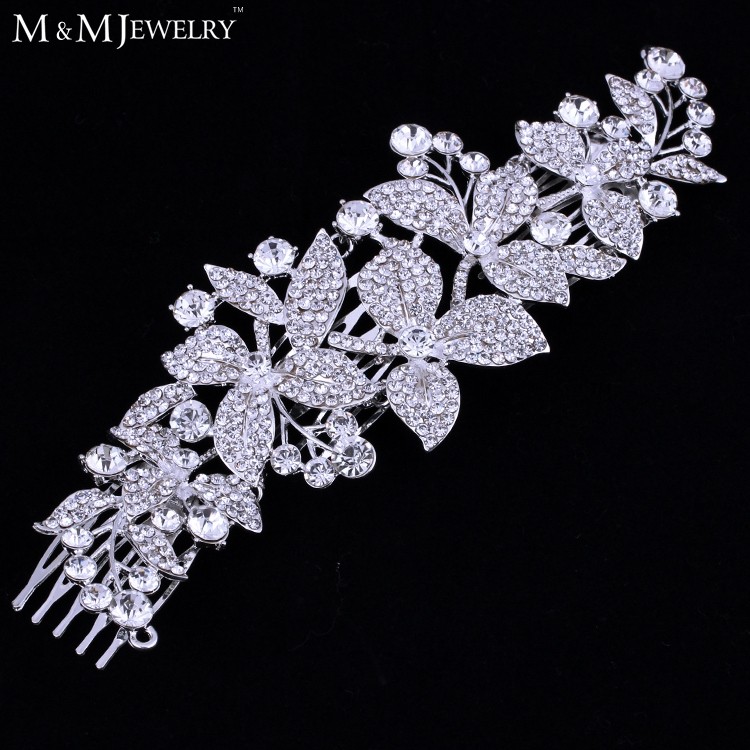 2015 New Floral Crystal Bridal Hair Combs Bridal Hairpins Hairstyle Braider Tiara Hair Jewelry Wedding Accessories FS044