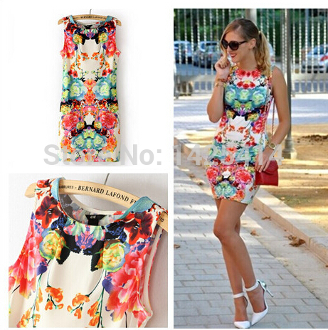 Printed floral dress Sexy Slim Casual Women Dress ...
