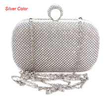 2015 Rhienstone Bridal Clutch Bag Gold Crystal Wedding Handbag Lady fashion Silver Minaudiere Evening Party Prom