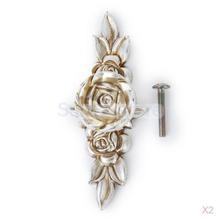New 2015 Brand New 2x Antique Silver Rose Cabinet Drawer Furniture Door knob Handle Pull Hardware 103mm Free Shipping