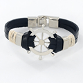 New Fashion Charm Leather Mens Bracelet Rope Handmade Double Layer Rudder Bracelet Bangles Jewelry Z 405