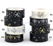 1X 10m Black Tape Scrapbooking DIY Sticker Decorative Masking Japanese Washi Tape