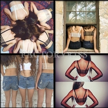 Free Shipping Celebrity Sexy Women Bralette Caged Back Cut Out Padded Bra Bralet Crop Top 4018