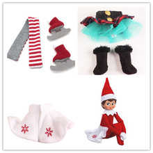 10pcs The Shelf On The Shelf Winter Set & Boots Tartan Skirt & Boots Satin Tiered Skirt Elf Clothes Doll Accessories