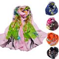 2016 Long Fashion Peacock Plum Print Chiffon Scarf Women Winter Scarves Shawls Desigual Brand foulard cachecol