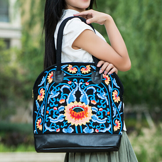 Spain Brand Women Embroidery Handbag Female Girl Canvas Hand Bag Day Clutch Bolsos Mujer Sac Femme gw0626