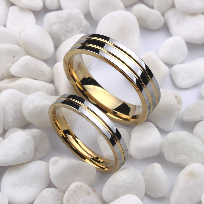 White gold and gold wedding rings