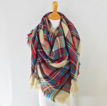 Soft Tartan Checked Plaid Scarf Shawl Poncho Wrap Cape Camel Green New Free Shipping
