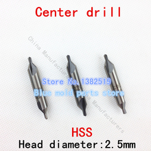 10 unids/caja acero alta velocidad centro de broca piezas sin protección compuesto cono 60 grados centro drill 2.5 mm