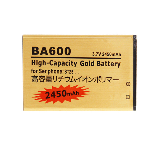 Новый бизнес золотой телефон аккумулятор для sony xperia u st25i ba600 2450 мач высокой емкости золотая бизнес стандарт литий-ионная аккумулятор