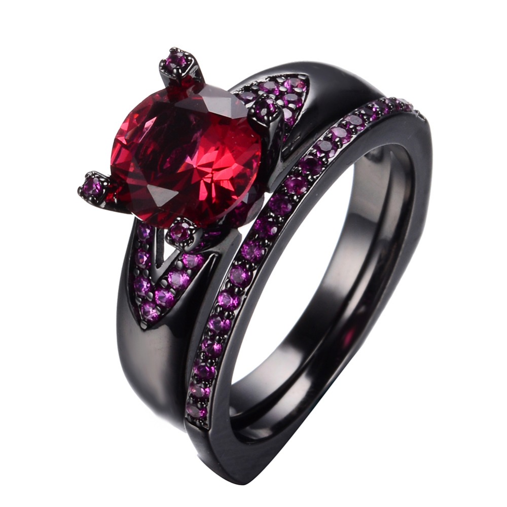 black and red wedding ring sets love jewelry red zircon ring sets for women men - Womens Black Wedding Ring Sets black and red wedding ring sets love jewelry red zircon ring sets for women men - Womens Black Wedding Ring Sets