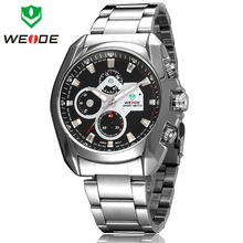 Caliente venta 30 metros impermeabiliza WEIDE marca de lujo para hombre Diver analógico Sprots cuarzo reloj de pulsera moda reloj militar de acero completo