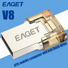 EAGET V8 8GB 16GB 32GB Pendrive Ultra Mini Metal USB Flash Drive USB2.0 Stick OTG Smartphone Pen Drive Storage Memory Stick
