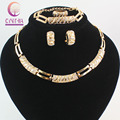 African Beads Jewelry Sets Charming Dubai Gold Plated Crystal Trendy Classic Designs Costume Jewelry Set And