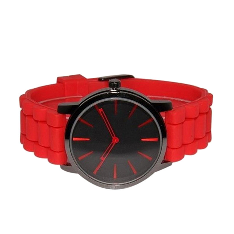 Newly Design Red Jelly Band Unisex Watches Men Women Quartz Watch June25 ZQ