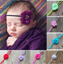 1 Pcs Free Shipping Baby Girl’s Cute Flower Princess Pearl Rhinestone Headband Toddle Elastic Hair Band(15%off for2pcs) W054