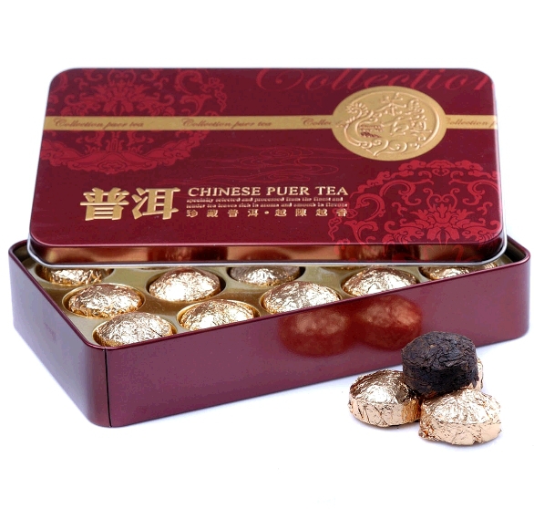 Hot Sale Black tea Flavor Pu er Puerh Tea Chinese Mini Yunnan Puer Tea Gift Tin
