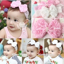 Baby lace hairbands New bownot head band kids infant accessories Cute girl enfant girls loves flower headwraps bebes HB037