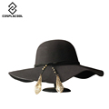 COSPLACOOL Hot New Autumn Hats For Women Lady With Wide Brim Wool Felt Bowler Fedora