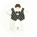 2016 New Design Baby Romper New Baby Boys Romper Hat Gentleman Modelling Infant Short Sleeve Climb