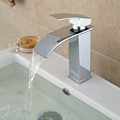Deck Mounted Wholesale And Retail Promotion Polished Chrome Brass Waterfall Bathroom Basin Faucet Square Vanity Sink