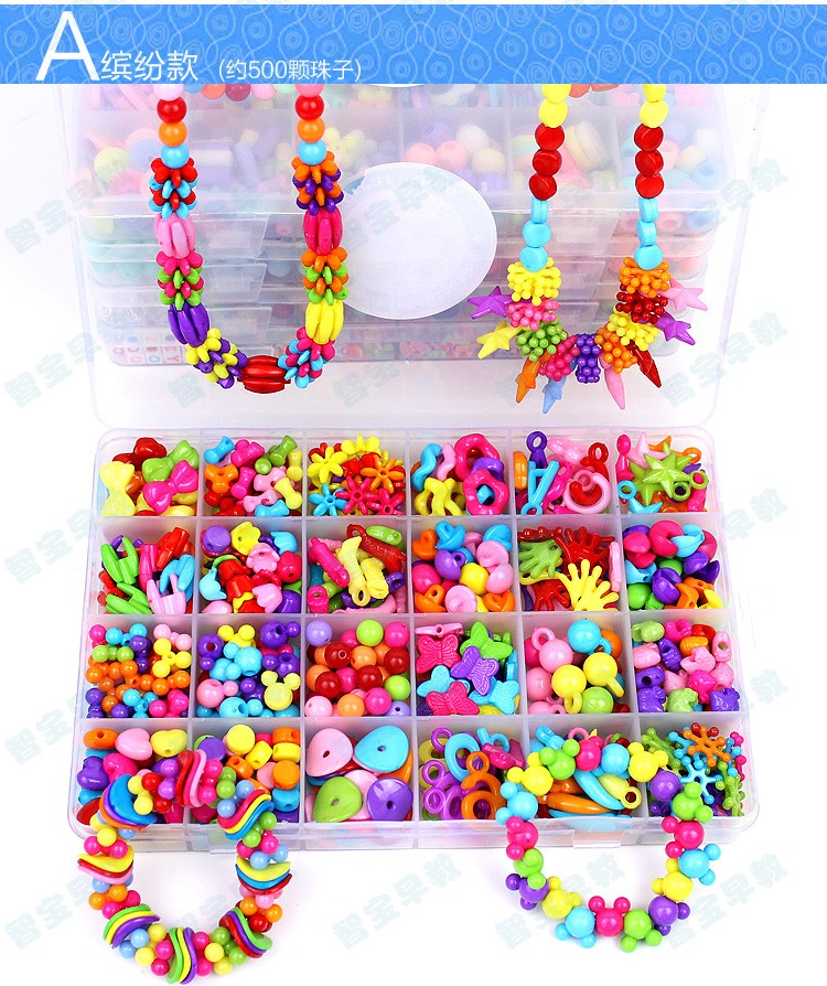 Colorful DIY Handmade String Beads Toy Set Jewelry Necklace Bracelet