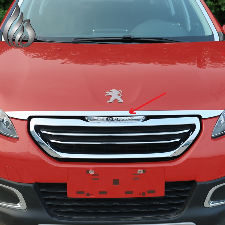 Peugeot 2008 Front hood cover Stainless steel decorative light strip Racing grille up trim 1pcs for