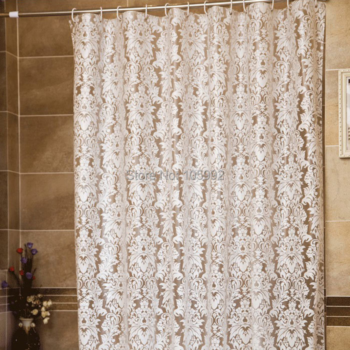 Semitransparent Vine Pattern Mildew-proof PEVA Shower Curtain Waterproof Bath Curtain with Hooks 180*200cm