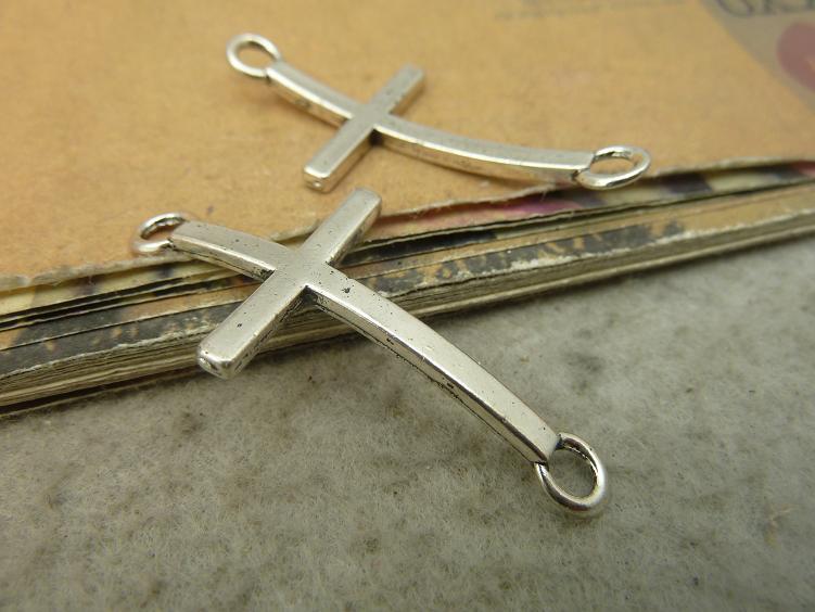 Antique connectors charm sideways for cross   vintage cross silver charm sideways 100pcs