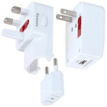 US UK EU Power Plug Travel Voltage Converter Adapter with USB