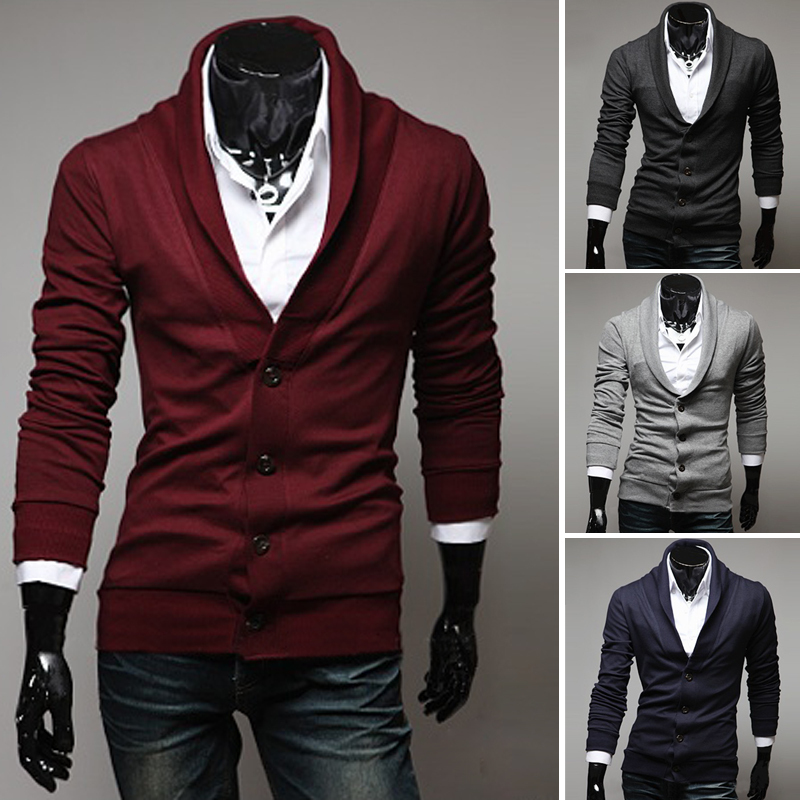 2015 Winter Men\'s Fashion Solid color Casual Cardi...