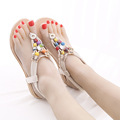 2016 New Summer Bohemia Beaded Comfortable Flip Flops Sandals Breathable Black Beige Shoes Woman Cheap