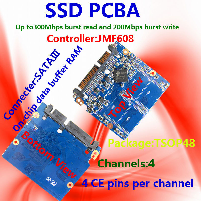 The SSD circuit board,SSD PCBA ,JMF608 Controller,DIY SSD , SATA6Gb/s Interface SSD PCBA,Flash Interface TSOP48