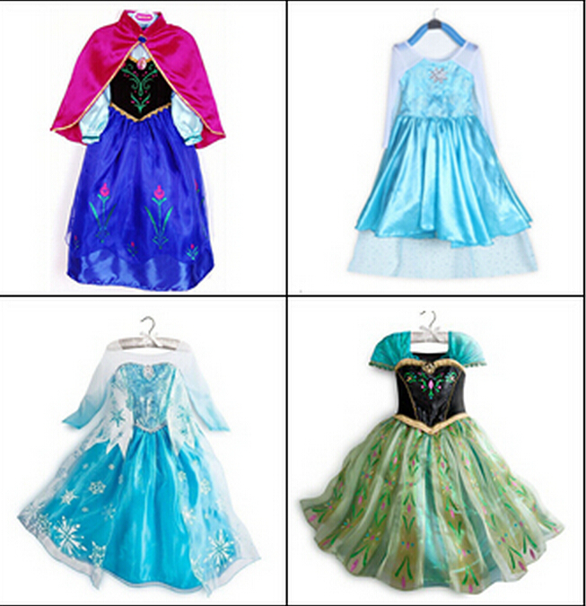 Hot 2015 Summer Girl Fashion Elsa Anna Dress Children Clothing Girls Princess Elsa Anna Party Dresses Baby Kids Clothes Vestidos