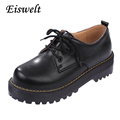2016 British Style Women Oxfords New Spring Winter Lace Up Flats Round Toe Creepers Casual Ladies
